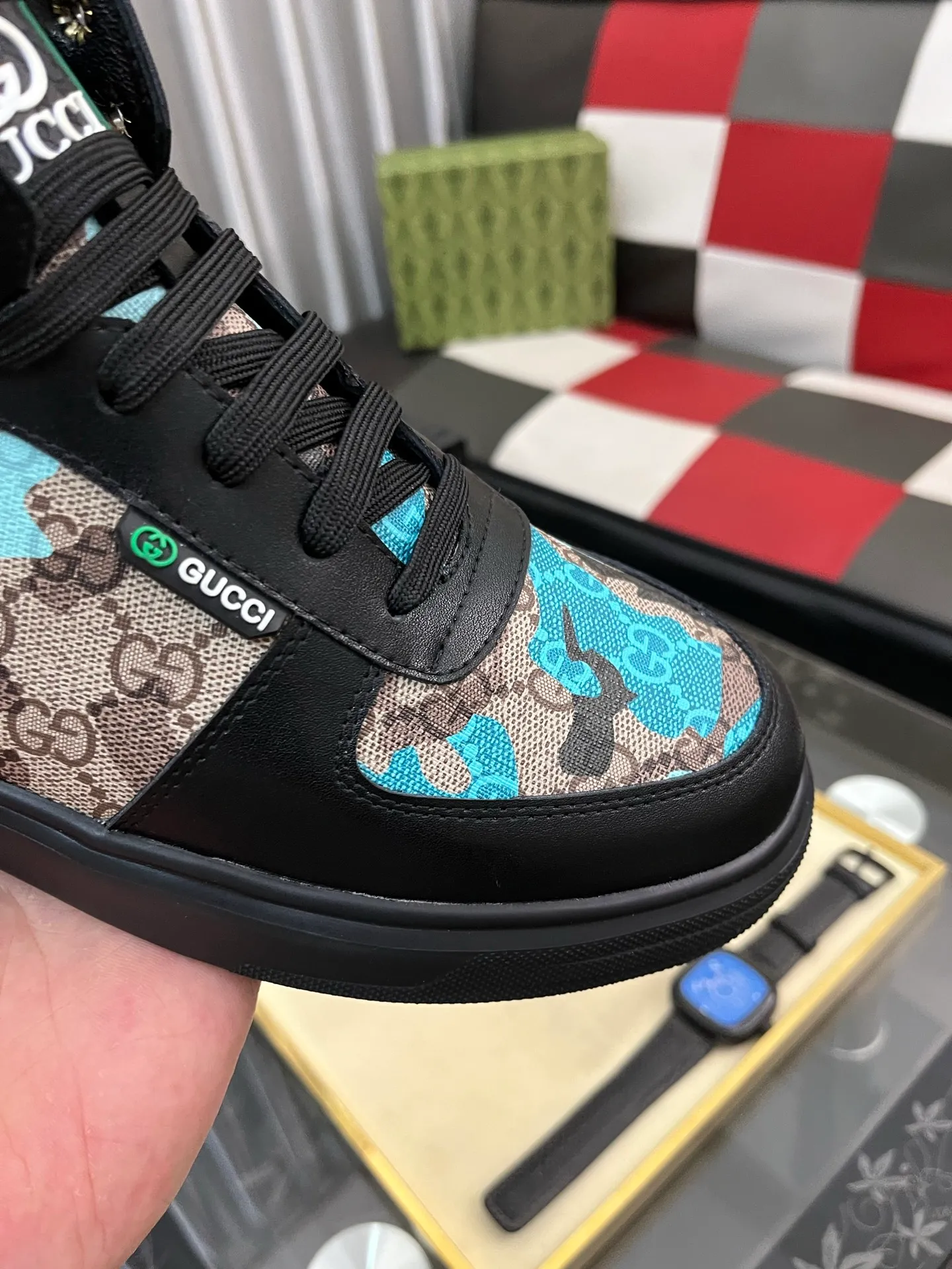 Men's shoes💰: 420⌚️⌚️[GUCCI sheepskin lining] Men's classic Gucci high-top casual shoes, original quality💯The upper is made of imported Italian cowhide and sheepskin lining, with fine workmanship and high-end atmosphere. Has a fashionable and exemplary look. Original rubber wear-resistant outsole. Code number: 38-44